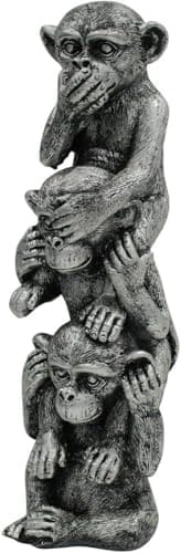 Image of Muddy Hands Three Wise Monkeys Statue – See Hear Speak No Evil Ornament – Resin Monkey Totem Sculpture – Garden Ornament Indoor Outdoor Home Decor Gift