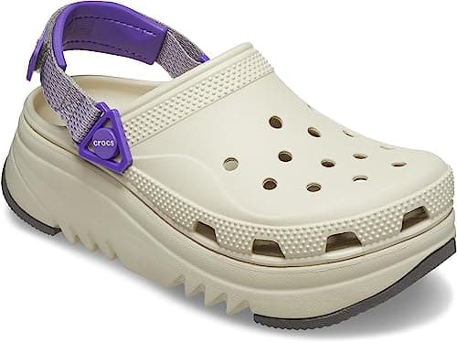 Image of Crocs Classic Hiker Xscape Clog, Bone/Neon Purple, 9 UK Men / 11 UK Women