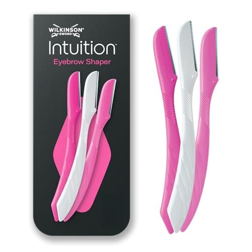 Image of Wilkinson Sword Intuition Eyebrow Shaper for Women, Pack of 3 Disposable Razors, Exfoliating Dermaplaning Tool, Facial Hair Remover & Trimmer