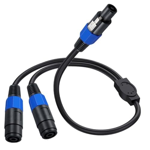 Image of HTGuoji Speakon Y Splitter Cable, Speakon Extension Cable, Speakon 1 Male to 2 Female Break Out Cable, Audio Speaker Cable With Twist Lock for DJ/PA Speaker Cord (1 Male To 2 Female)