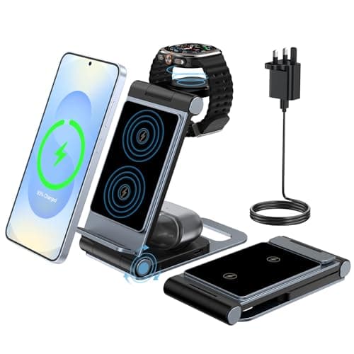 Image of 3 in 1 Charging Station Wireless Charger for Samsung Galaxy S26/S25/S24/S23/S22/S21/S20, Z Flip Z Fold 7/6/5/4 for Watch 8/Classic/Ultra/7/6/5/4 Galaxy Buds Foldable
