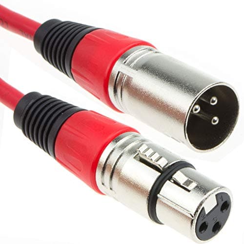Image of kenable XLR Cable 3 Pin Male to Female Microphone Lead Balanced Audio Screened Red 3m