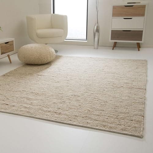 Image of Steffensmeier Handwoven Rug Landshut | Wool (Pure Wool), Natural, Handwoven, Size: 90x160 cm (3'x5'3") Living Room and Bedroom