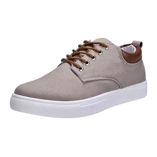 Image of Hiking Shoes Mens Men Sneakers Shoes Men’s Low Top Canvas Walking Shoes, Lace-Up Casual Sneakers Grey