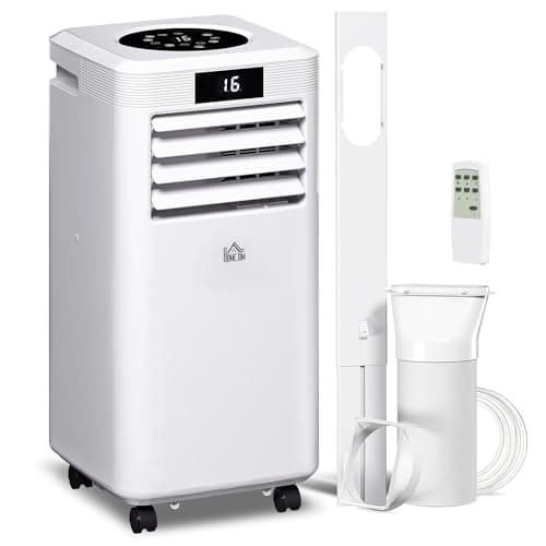 Image of HOMCOM Air Conditioning Unit 10000 BTU, 4-in-1 Portable Air Conditioner, Dehumidifier, Cooling, Fan, Sleep Mode with Remote Control, Digital Display, 2 Speeds, 24H Timer, Window Venting Kit, 22m²