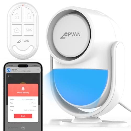 Image of CPVAN Home Alarm System, 2.4G WiFi PIR Motion Sensor Alarm, Wireless DIY Smart Door/Window Alarm for Home Security with Phone APP Alert, White
