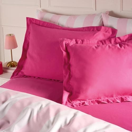 Image of OHS Pillow Cases 2 Pack, Ultra Soft Breathable Microfibre Oxford Cover with Envelope Closure Wrinkle & Fade Resistant Hotel Quality Standard Size Oxford Pillowcases, Hot Pink - 48 x 74cm