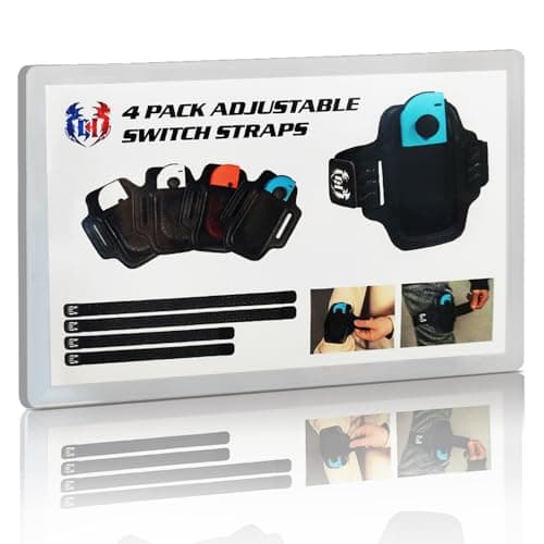 Image of GH 4 Pack Adjustable Switch Leg Straps for Kids and Adult (Plus Size), Joycon Leg Strap Compatible with Nintendo Switch Sports: Soccer, Ring Fit Adventure, Family Trainer - Exercise Games Accessories