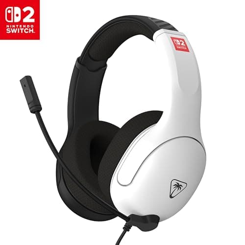 Image of Turtle Beach Airlite Fit Black and White Wired Gaming Headset Officially Licensed for Nintendo Switch 2 and Nintendo Switch, and Nintendo Switch OLED – Flip-to-Mute Mic, Over-Ear Premium Comfort