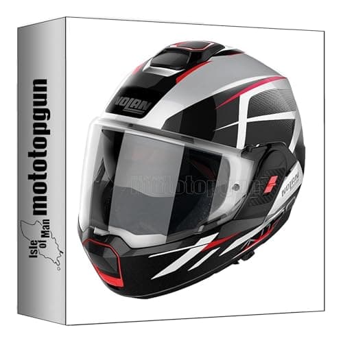 Image of nolan motorbike helmet - flip back n120-1 nightlife metal white red - black/metal black size s mototopgun