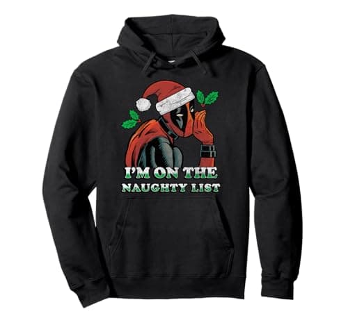 Image of Marvel Deadpool Santa Secret Naughty List Christmas Pullover Hoodie