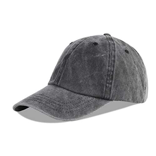 Image of LANGZHEN Unisex Baseball Cap 100% Cotton Fits Men Women Washed Denim Adjustable Dad Hat(Black)