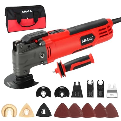 Image of SHALL Oscillating Tool, 500W Oscillating Multitool Kit with 5° Oscillation Angle, Quick Change & Kickback Protection, 34 Pcs Saw Accessories and Carry Bag