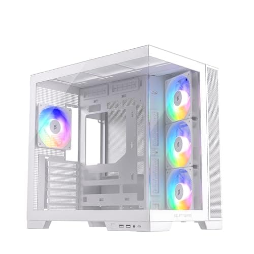 Image of Silentware View A-RGB White Midi Tower PC Case, Front and Side Panel Made of Tempered Glass, 4 x 120 mm A-RGB Fans, 4-Pin PWM 3-Pin Control, GPU up to 410 mm, USB-C, ATX/mATX/ITX, Showcase Design