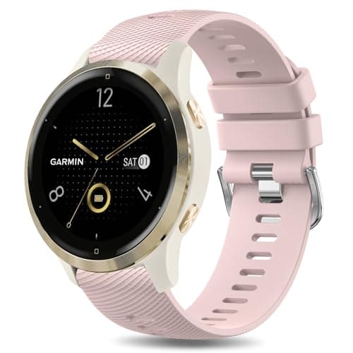 Image of Soft Silicone Strap for Garmin Vivoactive 4S/ Vivomove 3S/ Venu 3S/ Venu 2S, 18mm Quick Release Replacement Watch Band Sport Wristband (Pink)