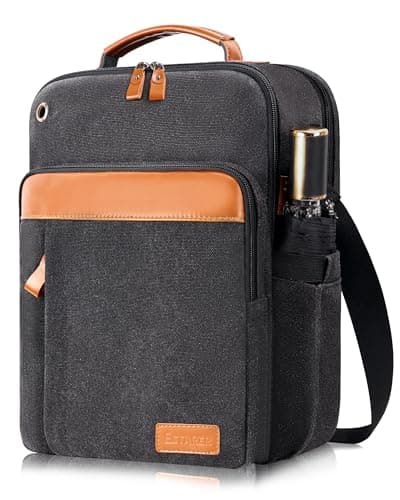 Image of Estarer Messenger Bag for Men 13-13.3inch Canvas Shoulder Bag Small, Water-Resistant Causal Crossbody Satchel Purse, Dark Gray