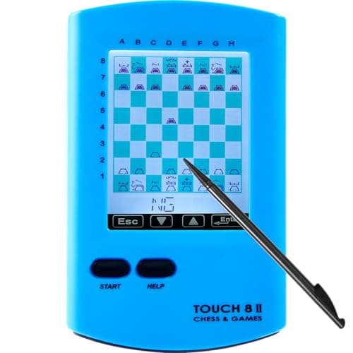 Image of CNSENIOR Handheld Electronic Chess Board, 8-in-1 Touch Chess Computer with AI Training, 2.9" HD Display, Portable Travel Chess Set for Beginners & Adults, 220+ Master Games, Multilingual (Blue)
