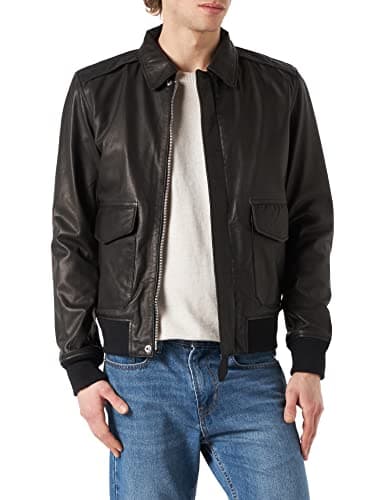 Image of Schott NYC Men's LCFLYVINT Leather Jacket, Black, L