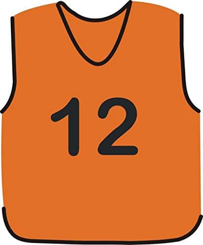 Image of NUMBERED FOOTBALL MESH TRAINING SPORTS BIBS Pack of 7 (1-7 OR number of your choice)-Front only (Orange, Youth (Small to Medium))