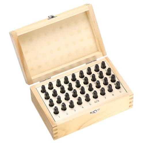 Image of sourcing map 36pcs 40Cr Alloy Steel Stamps Set 3/16" (5mm) A-Z / 0-8 / "&" Symbol Number Letter Punch Press Tool Steel Reverse Punch Stamp with Wood Case for Plastic Wood Leather