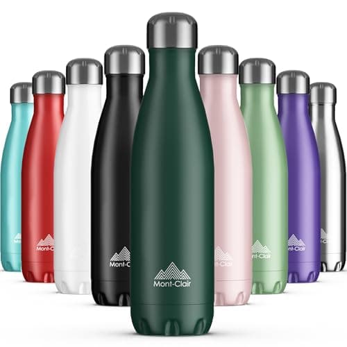 Image of Mont-Clair Stainless Steel Water Bottle, Vacuum Insulated - BPA Free, 12h Hot & 24h Cold Drinks, Metal Water Bottle 750ml Leakproof, Ideal for Adult, Kids, Running - Dark Green