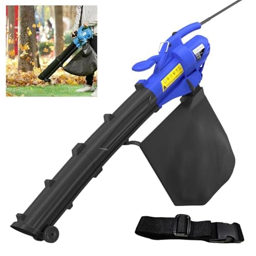Image of Leaf Blower 3500W 3-in-1 - Blows, Vacuums and Mulches Leaves Grass, Electric Garden lawns/patios/driveways Vacuum Shredder Mulcher Vacs Hoover with Rake and 35L Bag, Variable Blow Speed
