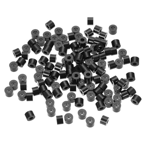 Image of PATIKIL M3 Black ABS ID 3.2mm,OD 7mm,Length 5mm, Nylon Round Spacer Washers, 120Pcs Plastic Standoff Rubber Nut Unthreaded for M3 Screws Electrical Outlet Switch Receptacle