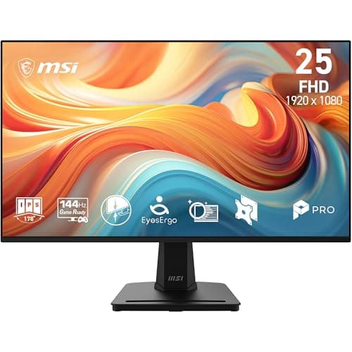 Image of MSI PRO MP251 E14L 24.5-Inch FHD 1920x1080, Computer Monitor IPS, 144Hz, 1ms, Adaptive-Sync, Eye care, HDMI 1.4b, Frame-less, Tilt Adjustable, Vesa Mount, Black