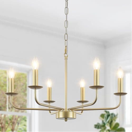 Image of WTUOING Gold Chandeliers Ceiling Light, 6 Lights Vintage Chandelier Industrial Ceiling Lights Living Room, Modern Gold Pendant Light Fitting for Bedroom Kitchen Dining Room Hallway, E14