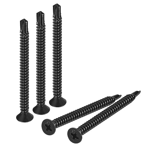 Image of sourcing map ST4.8x60mm Sheet Metal Screws, 50pcs Black Oxide Zinc Plating Flat Head Phillips Drive Self Drilling Screws