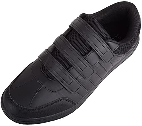 Image of Mens Slip On Three Strap Touch and Close Gym Sports Walking Running Trainers Sneakers - Black - UK 10 / EU 44