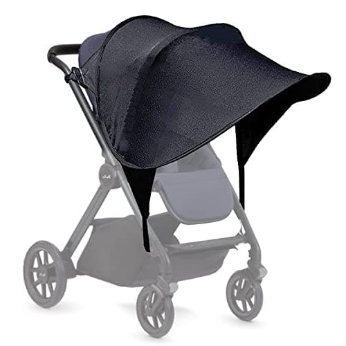 Image of Pram Sun Shade Cover,UPF50+ Universal Baby Sunshade,Foldable Baby Stroller Sun Shade Pushchair Awning,Breathable Pram Sun Shade,Stroller Sun Shade Canopy for Pushchair,Buggy,Stroller (Black)