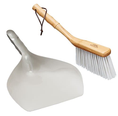 Image of KitchenCraft Living Nostalgia Traditional Dustpan and Brush Set, Vintage Inspired Metal Dust Pan Set, With Hanging Cord