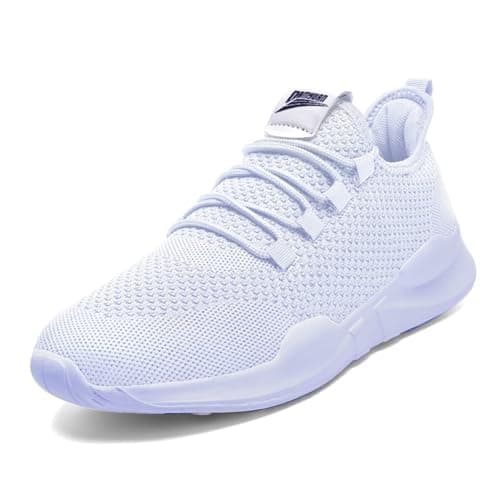 Image of AZSDXS Men Running Trainers Lightweight Walking Shoes Fashion Breathable Jogging Athletic Sneakers Casual Breathable Gym Tennis Fitness Sport Outdoor Shoes White