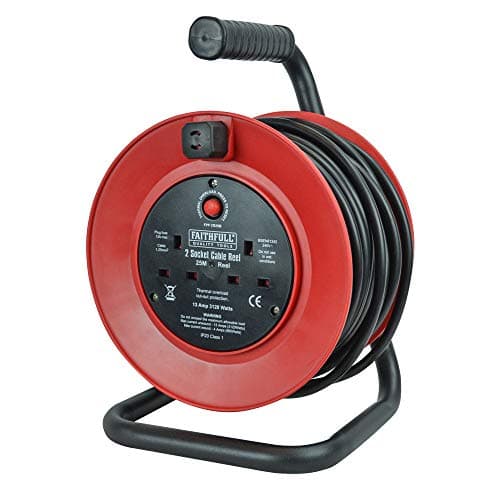 Image of Faithfull FPPCR25M - Cable Reel 13 Amp - 240V, Red, 25 metre