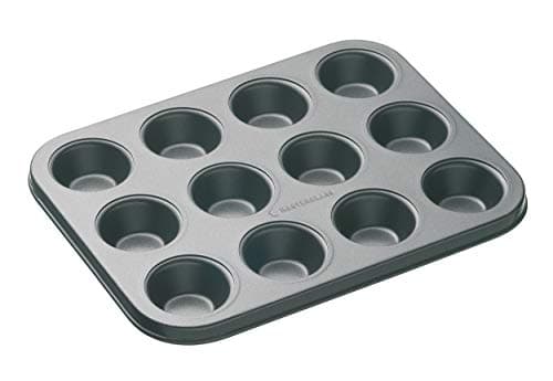 Image of MasterClass Mini Muffin Tin with PFOA Non Stick, Robust 1 mm Thick Carbon Steel, 12 Hole Cupcake/Canape Maker, Grey, 26 x 20cm