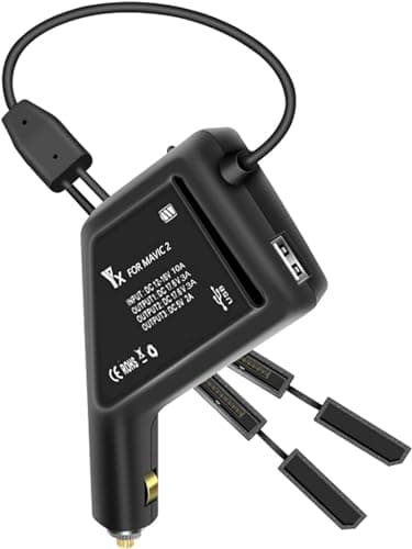 Image of Yangers Car Charger for DJI Mavic 2 Zoom Pro, 3 in 1 Car Charger Adapter for Two Mavic 2 Zoom/Pro Battery + 1 Remote Controller (Black) …
