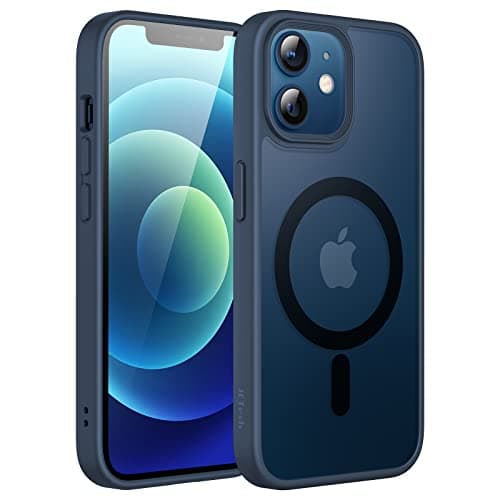 Image of JETech Magnetic Case for iPhone 12/12 Pro 6.1-Inch Compatible with MagSafe, Translucent Matte Back Slim Shockproof Phone Cover (Storm Blue)