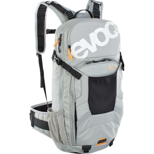 Image of EVOC FR ENDURO 16 technical bike backpack for bike tours (LITESHIELD BACK PROTECTOR 95%, helmet holder, protectors, tool compartment, hydration bladder compartment 3l, Size: M/L), Stone Grey