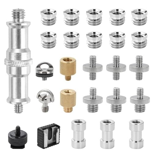 Image of UTEBIT Camera Screw 1/4 to 3/8 Adapter Thread Adapter Set,26Pcs Camera Spigot Convert Mounting Screws Tripod Screw Compatible for Magic Arm Crab Clamp Ball Head Monopod Light Stand