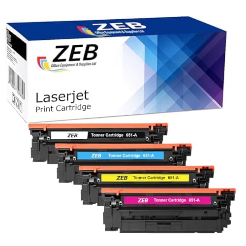 Image of ZEB 4X Compatible Toner Cartridge Set For HP CE340A/CE3401A/CE342A/CE343A 651A HP LaserJet Enterprise 700 Color MFP M775dn M775f M775z M775 (Black, Cyan, Magenta, Yellow)
