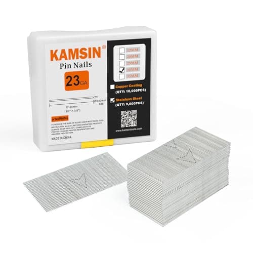 Image of KAMSIN P630SS 23 Gauge Stainless Steel Pin Nails 1-3/16-Inch(30mm) Headless Pins for Pin Nailer, Ideal for Wood, Cabinets, Interior Decoration (9,000 PCS)