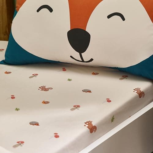 Image of Catherine Lansfield Fox and Woodland Friends Double Fitted Sheet Cream