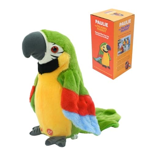Image of Surplex Sound Repeating Parrot Plush Plush Interactive Toy, Waving Wings Electronic Record Bird Toy Stuffed Animal Sensory Educational Toy Cute talking parrot toy Birthday Xmas Gift for Kids, Green