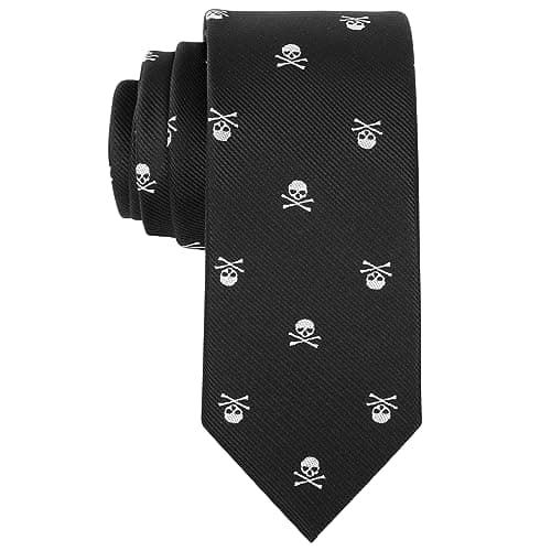 Image of Halloween Ties for Men, Men's Tie Halloween Skull Ties Business Neckties (Black White)