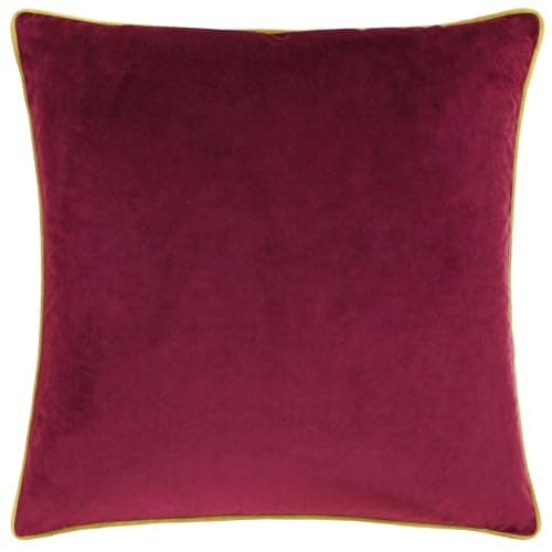 Image of furn. Meridian Cushion Cover – Luxury Contrast Piped Velvet Decorative Case (Maroon/Moss - 45x45cm)