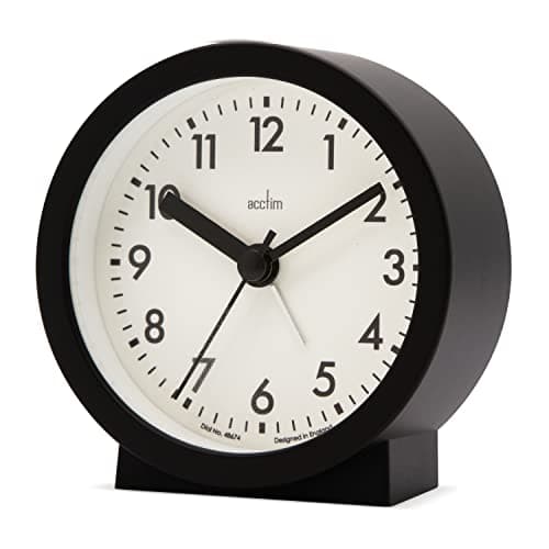 Image of Acctim Gaby Small Analogue Contemporary Bedside Alarm Clock (Black)