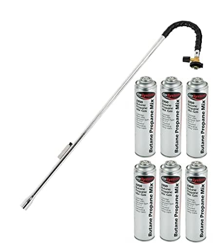 Image of GoSystem Garden Weed Wand Gas Weed Killer Burner Blaster Burning Torch and Gas Canisters Refill for Camping Stove Blowtorch BBQ (6 x Go Can 350g+Weed Wand)