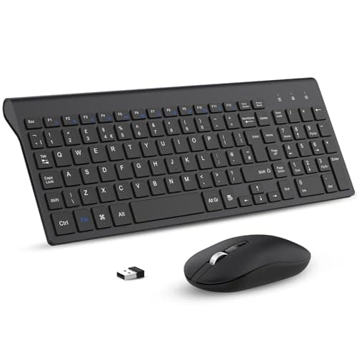 Image of Wireless Keyboard Mouse Combo, cimetech 2.4G Ultra-Thin Keyboard and Mouse Set with Sleek Ergonomic Silent Design & Stable Connection for Windows PC Laptop Computer (QWERTY UK Layout, Dark Black)