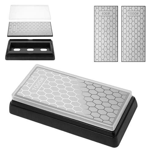 Image of Aolso Diamond Sharpening Stones, Double-Sided Diamond Bench Stone, Professional Whetstone with Non-Slip Base Suitable for Kitchen Knives & Garden Knives 400/1000 Grit